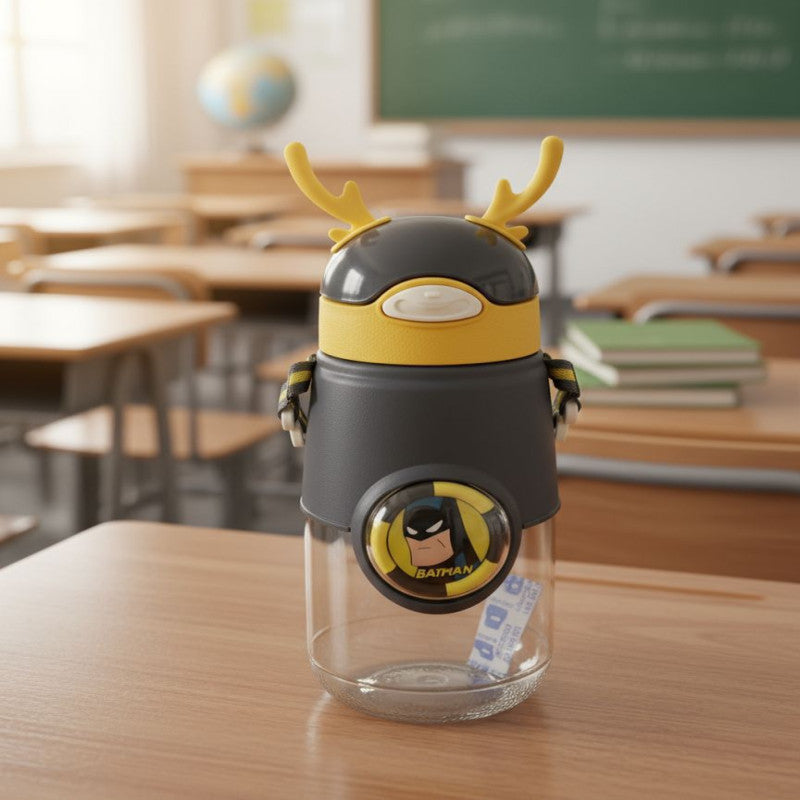 Fancy Style Mighty 3D Cartoon School Bottle – Kids Straw Water Bottle (Leakproof)