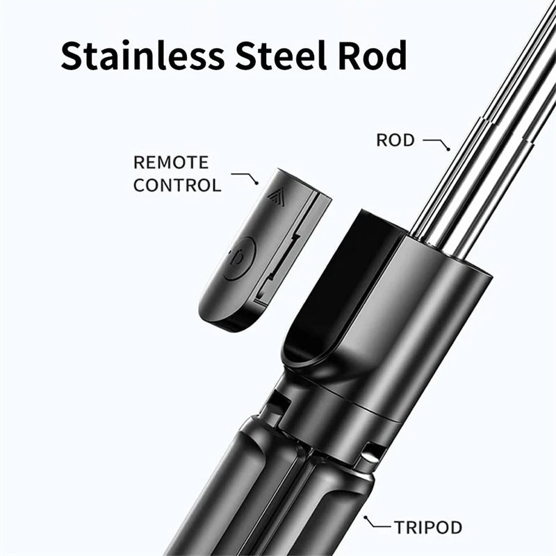 Selfie Stick with Bluetooth Remote & LED Light – Tripod Stand for Mobile (All-in-One)