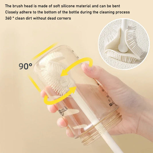 Pack of 2 Glass Cleaning Brush (Big) – 360° Bottle & Cup Cleaner | Long Handle Deep Cleaning Brush with Stand