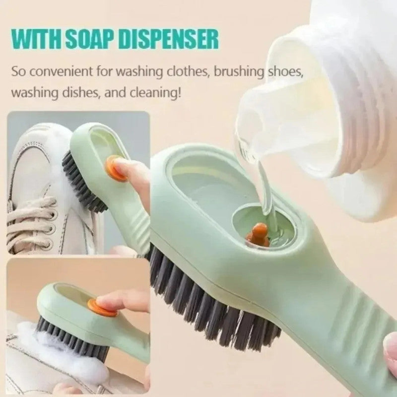 Pack of 2 Liquid Dispensing Cleaning Brush – Multi-Purpose Shoe & Dish Scrubber