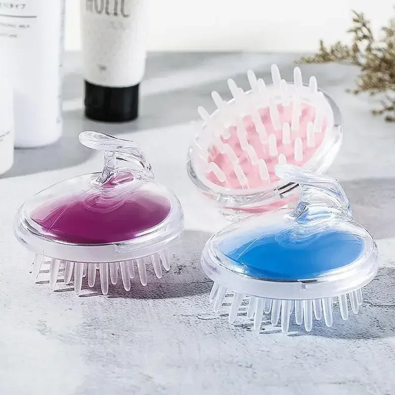 Pack of 2 Silicone Shampoo Brush – Scalp Massager & Deep Cleaning Hair Brush (Soft Grip)