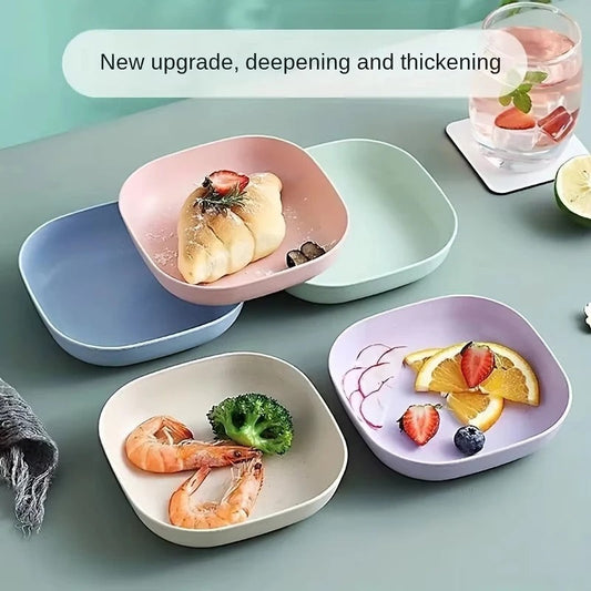 10PCS Plate Set with Stand – Multi-Color Snack Plates with Storage Holder | Durable Serving Dish Set