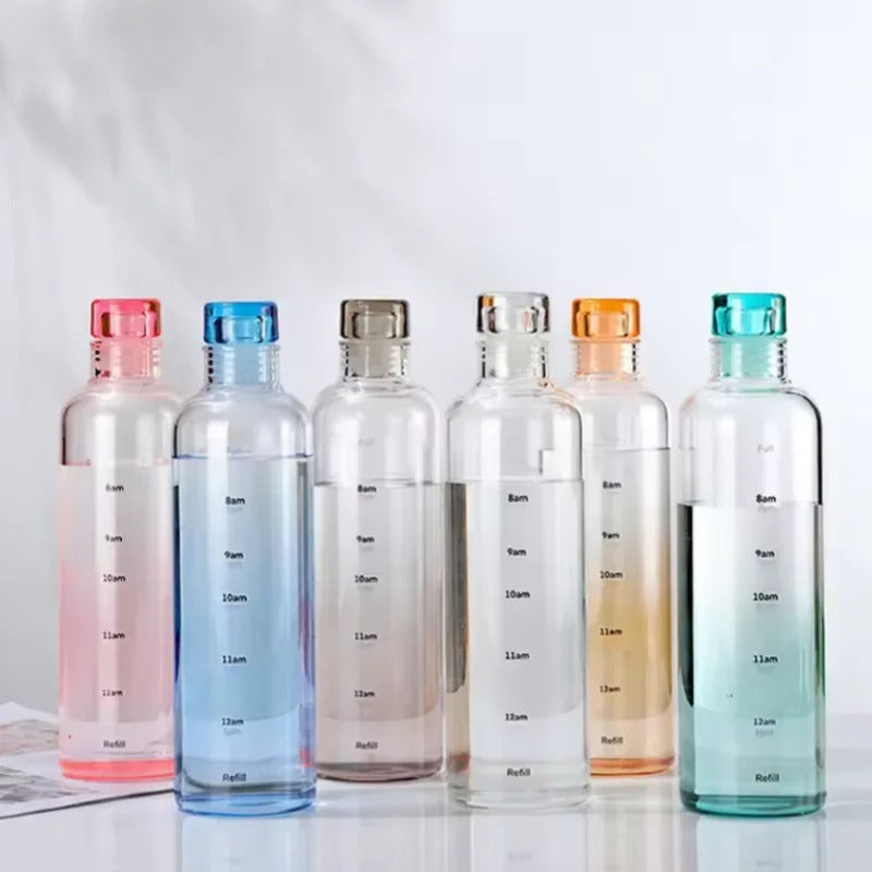 Glass Time Line Water Bottle 500ML – Hydration Tracker Bottle
