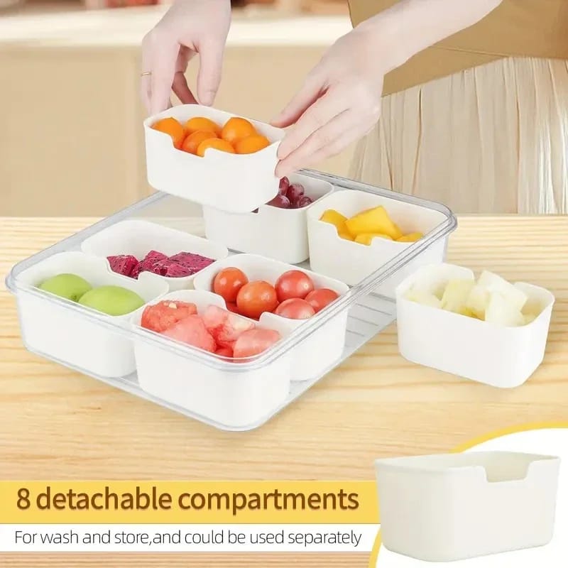 8 in 1 Fresh Keeping Storage Box – Multi Compartment Food Organizer (Large)