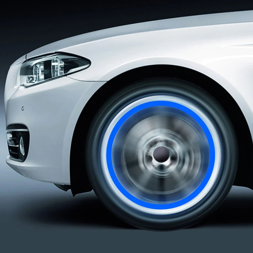 Pack of 4 Car Wheel LED Valve Lights – Blue Motion Sensor Tire Lights (Universal Fit)
