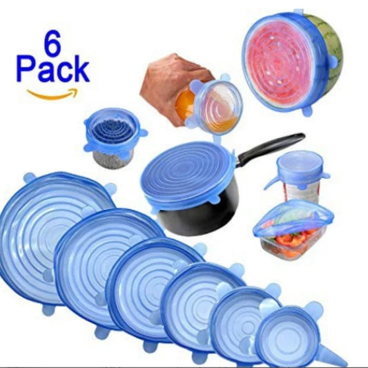 Silicone Stretch Lids (6 Pack) – Reusable Food Covers | Airtight Bowl & Container Covers