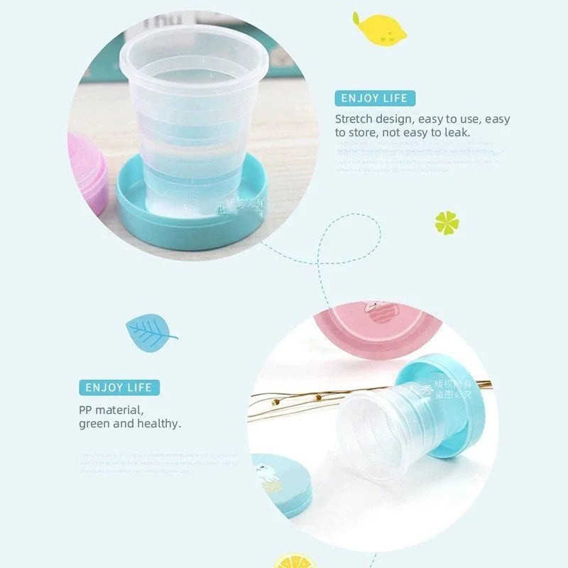 Pack of 2 Magic Glass – Collapsible Foldable Kids Cup with Lid (Portable & Cute Design)