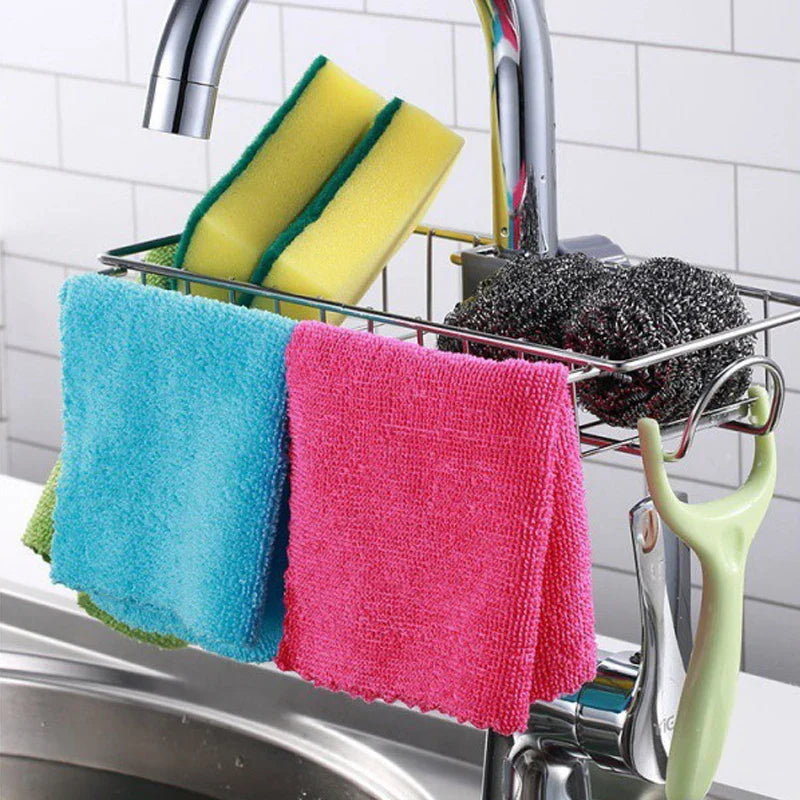 Kitchen Sink Rack Organizer – Faucet Sponge Holder & Storage Caddy