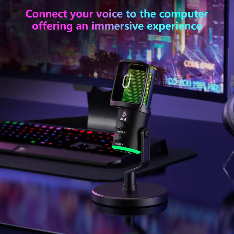 NeePho NP-M02 RGB Podcast Microphone – ANC Noise Reduction with Stand