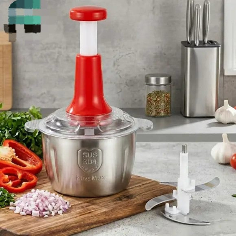 2L Manual Hand Push Chopper – Stainless Steel Meat & Vegetable Cutter