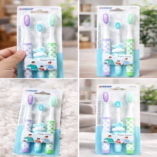 Pack of 3 Toothbrush Set – Kids & Adults Soft Bristle Toothbrush | Family Pack