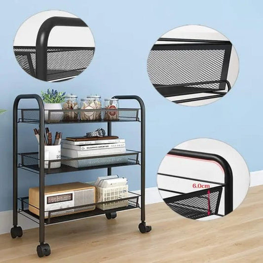 3 Tier Storage Trolley Rack – Rolling Organizer Shelf