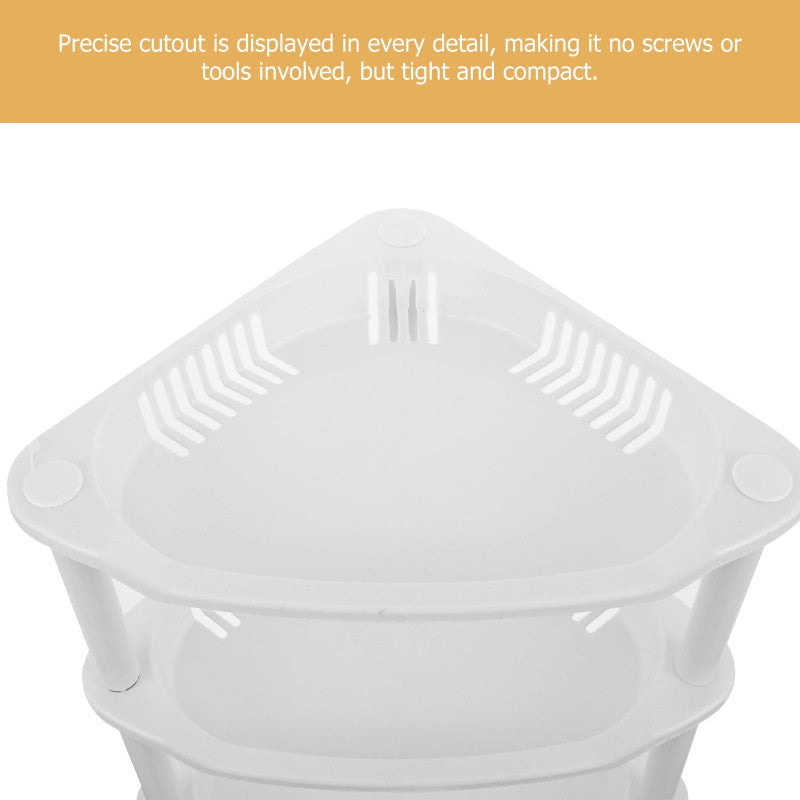 3 Layer Corner Rack – Plastic Kitchen & Bathroom Storage Shelf (Space Saving)