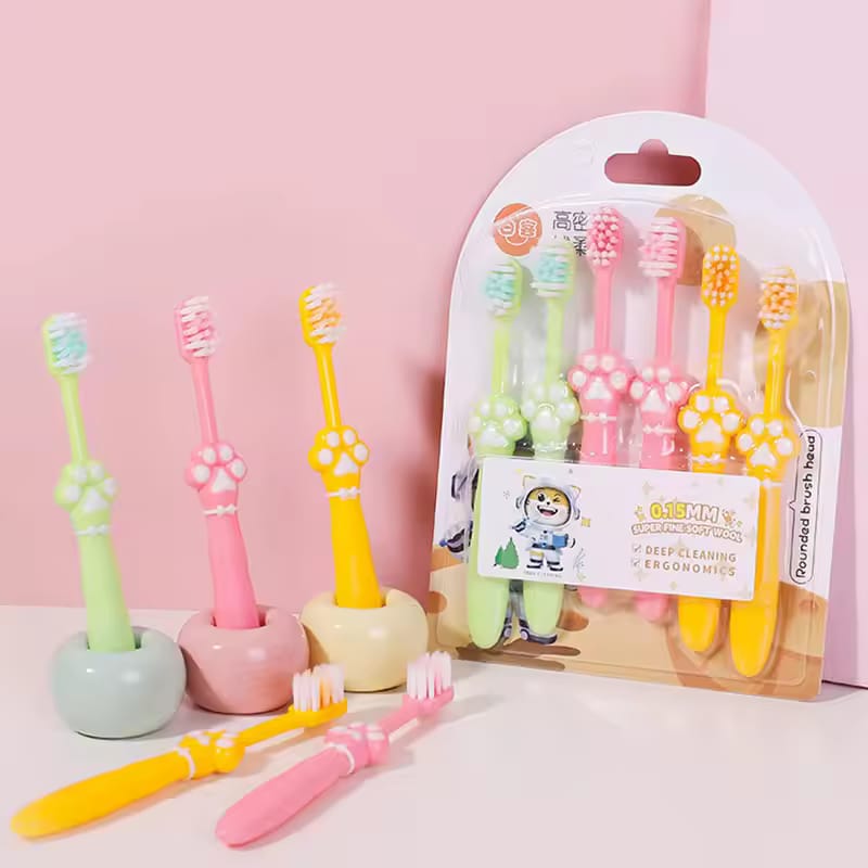 Kids Cartoon Cat Claw Toothbrush – Soft Bristle Baby Toothbrush with Cute Design