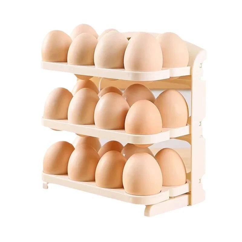 3 Layer Foldable Egg Organizer – Fridge Storage Rack for Eggs (Space Saving)