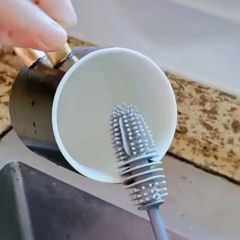Pack of 2 Small Glass Cleaning Brush – Long Handle Bottle & Cup Washer