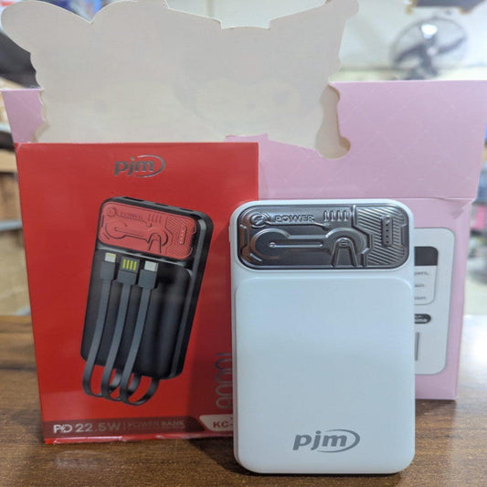 PJM KC-21 Power Bank 10000mAh – 22.5W Fast Charging with Built-in Cables
