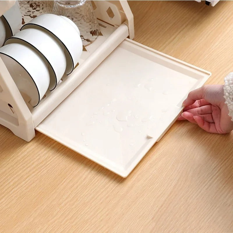 Comfort Kitchen Dish Rack – 2 Tier Dish Drying & Storage Organizer with Cutlery Holder