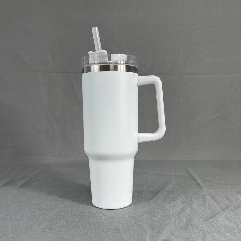 Simple Stainless Steel Tumbler – Large Capacity Insulated Coffee Cup with Handle