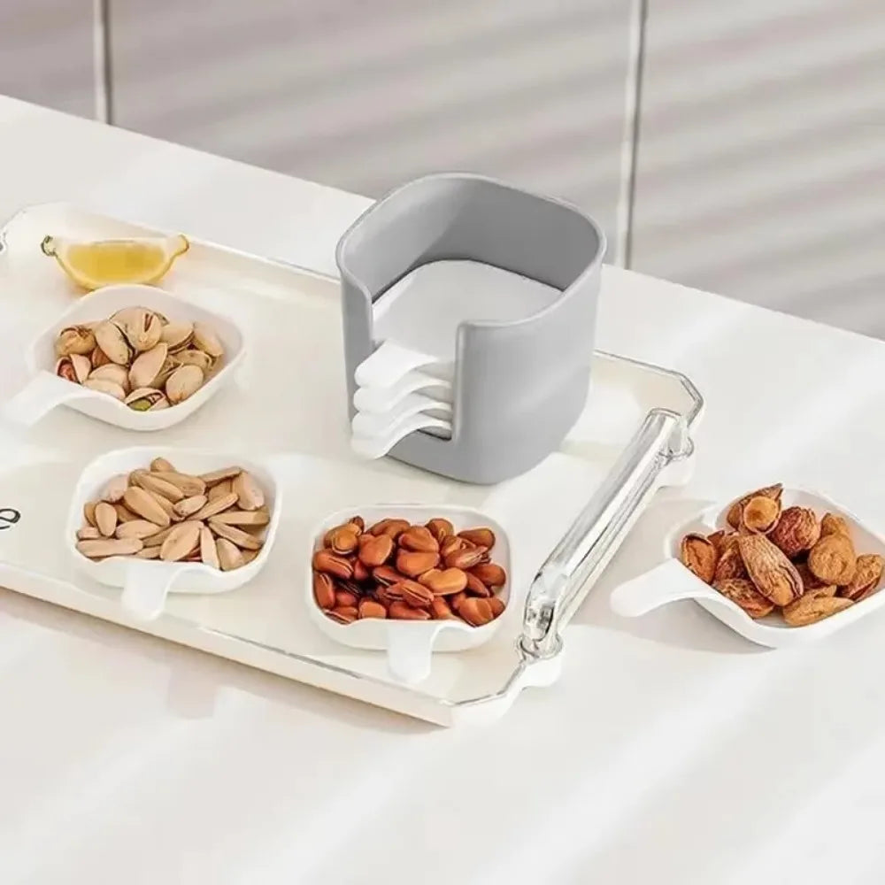 Pack of 2 Seasoning Sauce Dish Set – Mini Sushi Dip Bowls with Holder