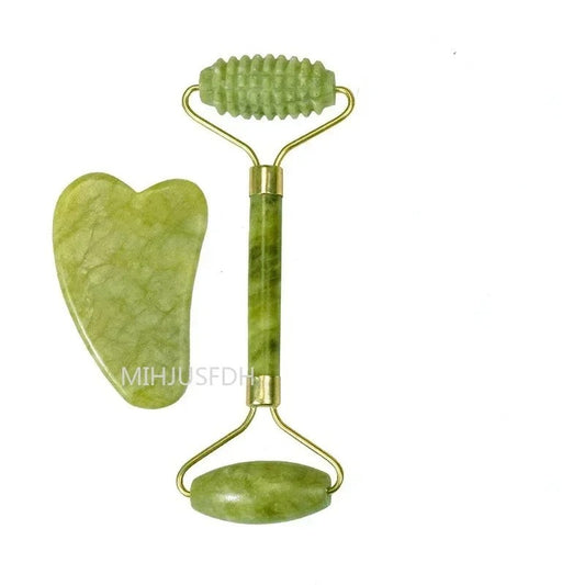 Jade Roller 2 in 1 Set – Face Massager & Gua Sha Tool for Skin Lifting & Glow