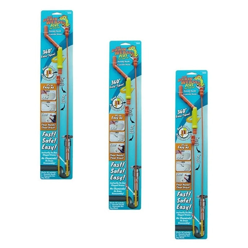 Pack of 2 Hair Removal Drain Cleaner Stick – Flexible Pipe Cleaning Tool | Anti-Clog Sink & Bathroom Drain Cleaner