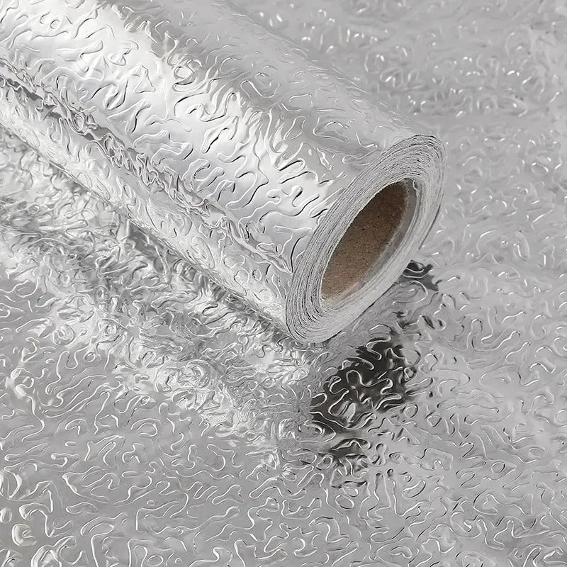 Silver Foil Kitchen Sheet (45x150cm) – Self Adhesive Aluminum Cabinet & Countertop Protector