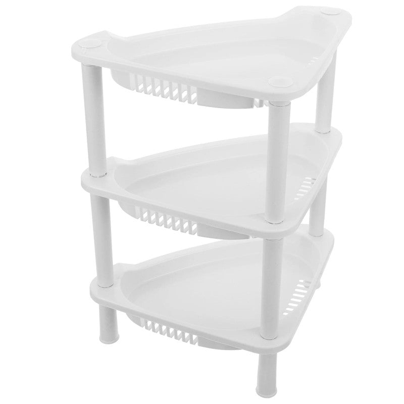 3 Layer Corner Rack – Plastic Kitchen & Bathroom Storage Shelf (Space Saving)