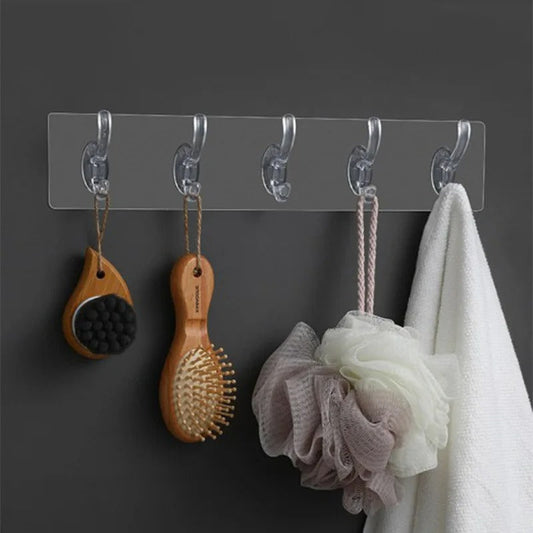 Pack of 2 Crystal Hook Patti – Transparent Wall Hook Strip | Strong Adhesive Multi Hook Hanger