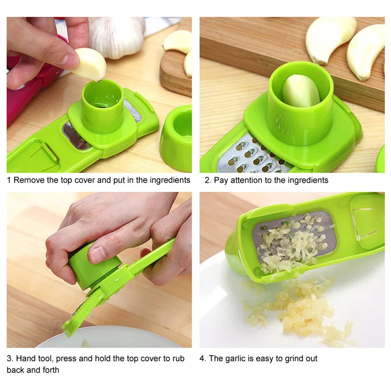 Pack of 2 Mini Garlic Cutter & Grater – Manual Garlic Crusher Tool | Easy Ginger & Garlic Mincer