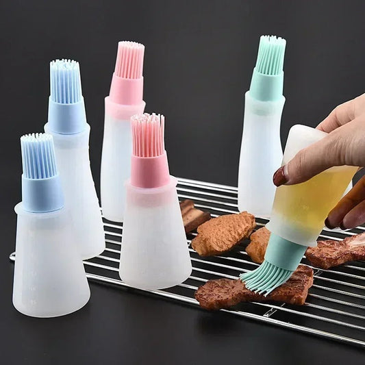 Pack of 2 BBQ Oil Brush Bottle – Silicone Basting Brush with Dispenser