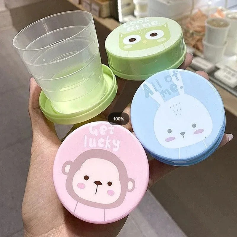 Pack of 2 Magic Glass – Collapsible Foldable Kids Cup with Lid (Portable & Cute Design)