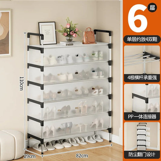 Dust Proof 6 Layer Shoe Rack – Multi-Tier Covered Shoe Organizer Cabinet