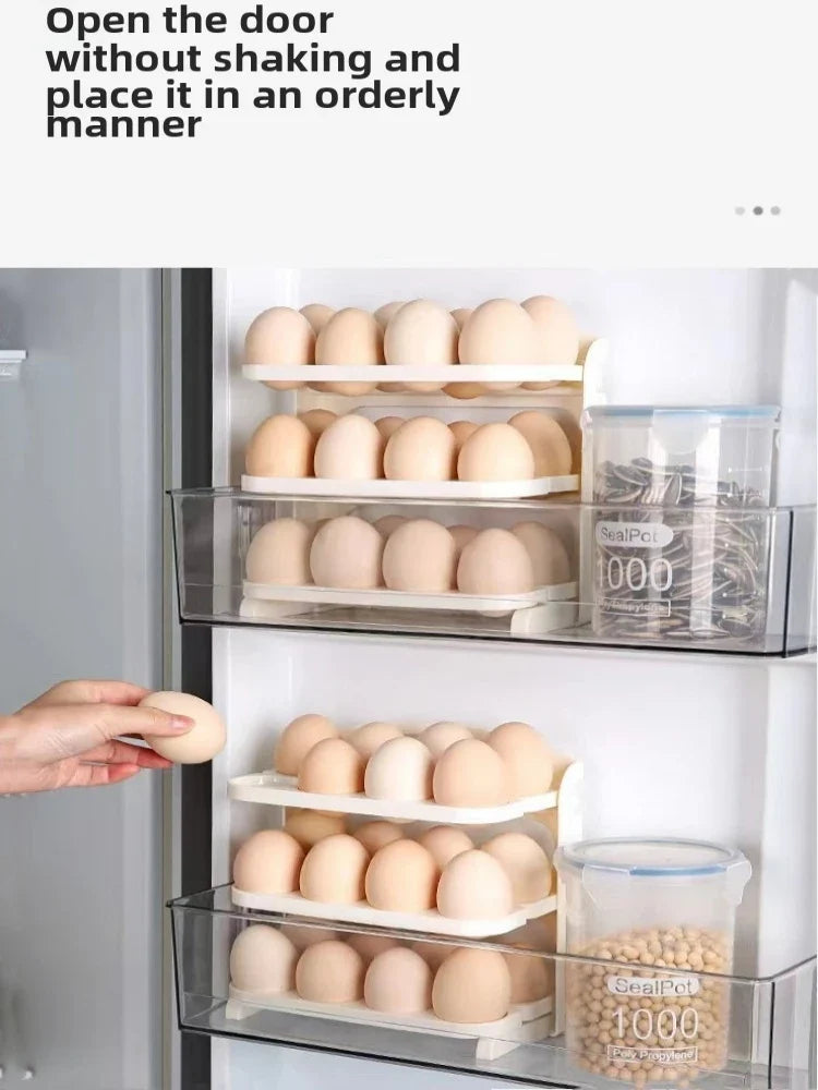 3 Layer Foldable Egg Organizer – Fridge Storage Rack for Eggs (Space Saving)