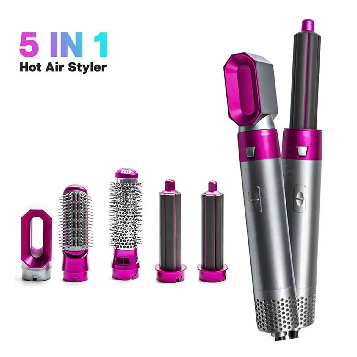 5 in 1 Hot Air Hair Brush – Multi-Function Hair Styler Dryer, Curler & Straightener (Imported China Model)