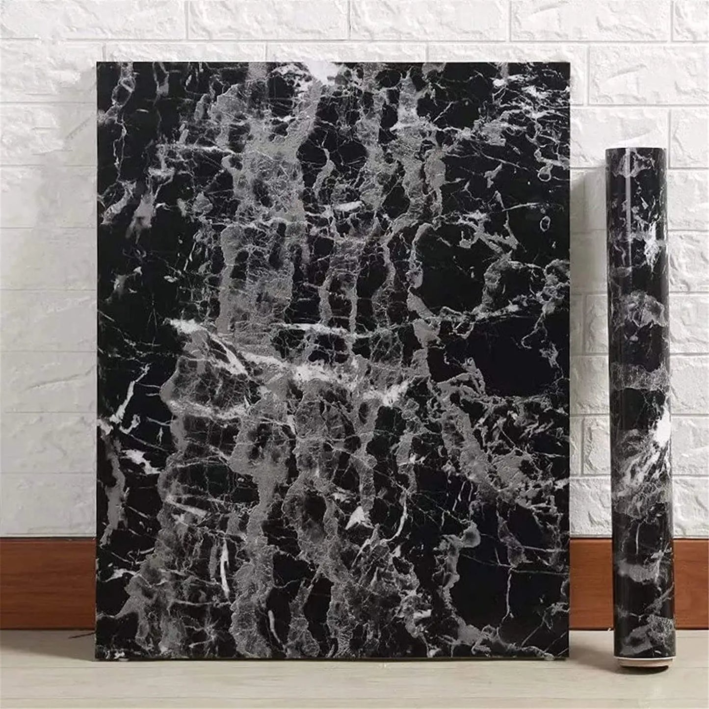 Black Marble Sticker Sheet (60x200cm) – Self Adhesive Waterproof PVC Kitchen Countertop & Cabinet Cover