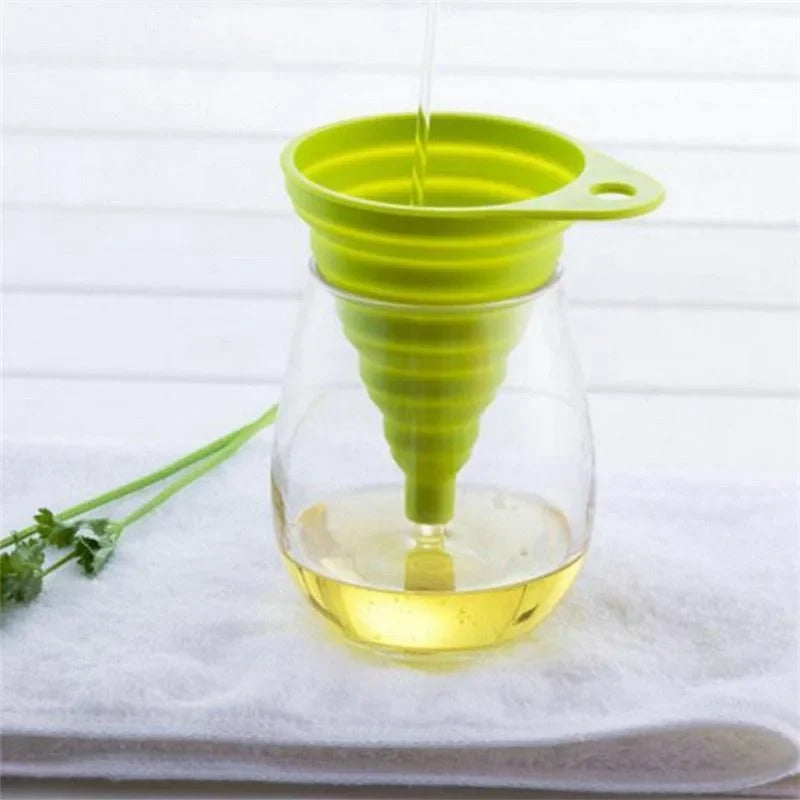 Pack of 3 Silicone Funnel (Collapsible) – Foldable Kitchen Funnel | Oil, Liquid & Bottle Filling Tool (Space Saving Design)