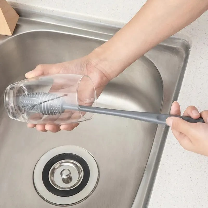 Pack of 2 Small Glass Cleaning Brush – Long Handle Bottle & Cup Washer