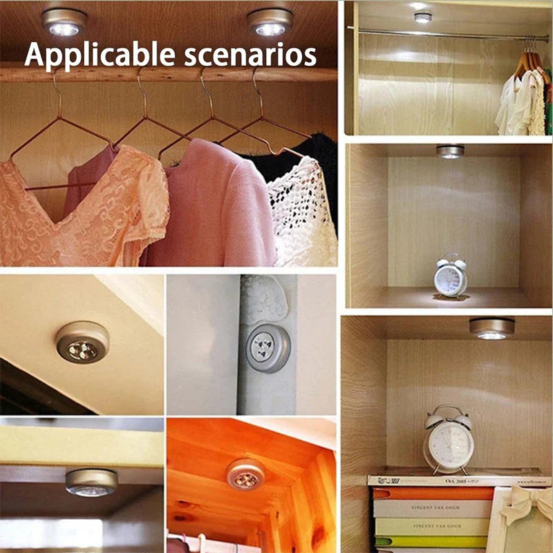 Pack of 3 LED Touch Cabinet Light – Wireless Stick On Light | Battery Operated Night Light for Kitchen, Wardrobe & Stairs