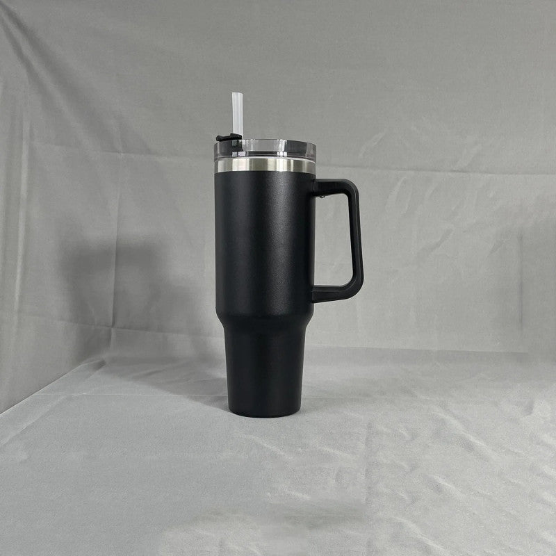 Simple Stainless Steel Tumbler – Large Capacity Insulated Coffee Cup with Handle