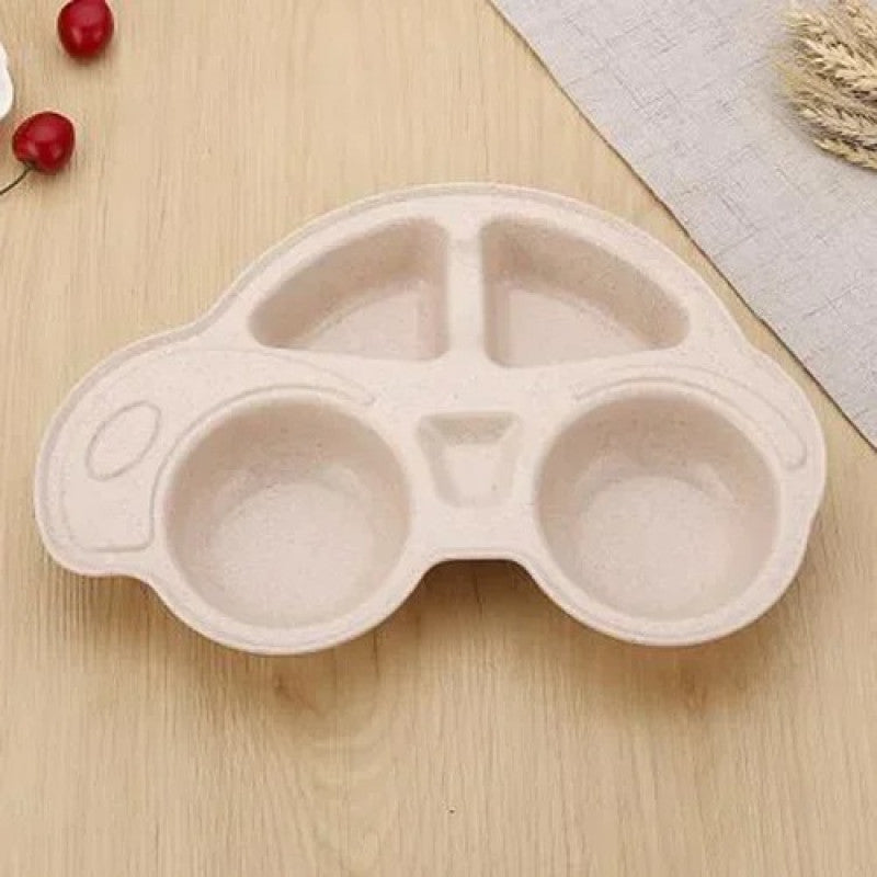 Pack of 2 Car Shape Kids Plate – Multi-Section Cartoon Food Serving Tray for Children