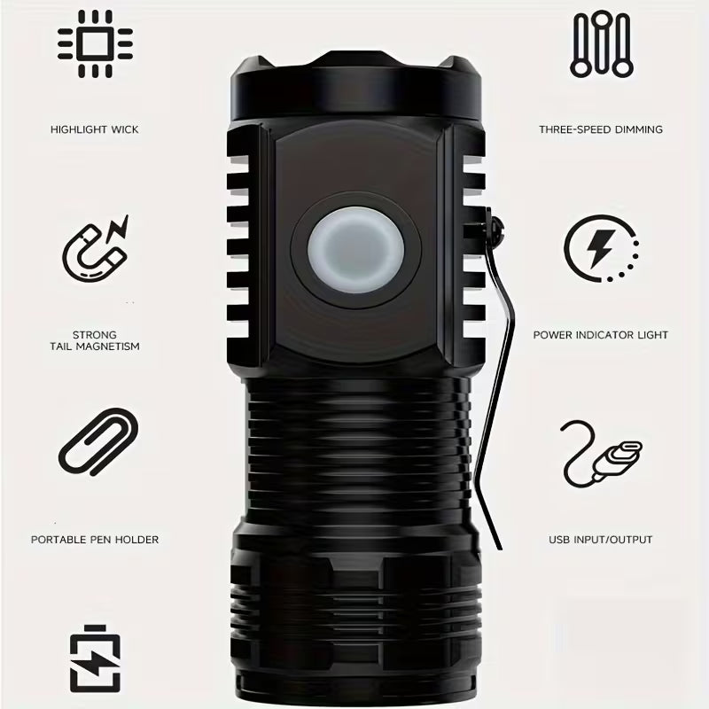 3 Mode Mini LED Flashlight – Portable Torch Light | High Bright Rechargeable Pocket Light