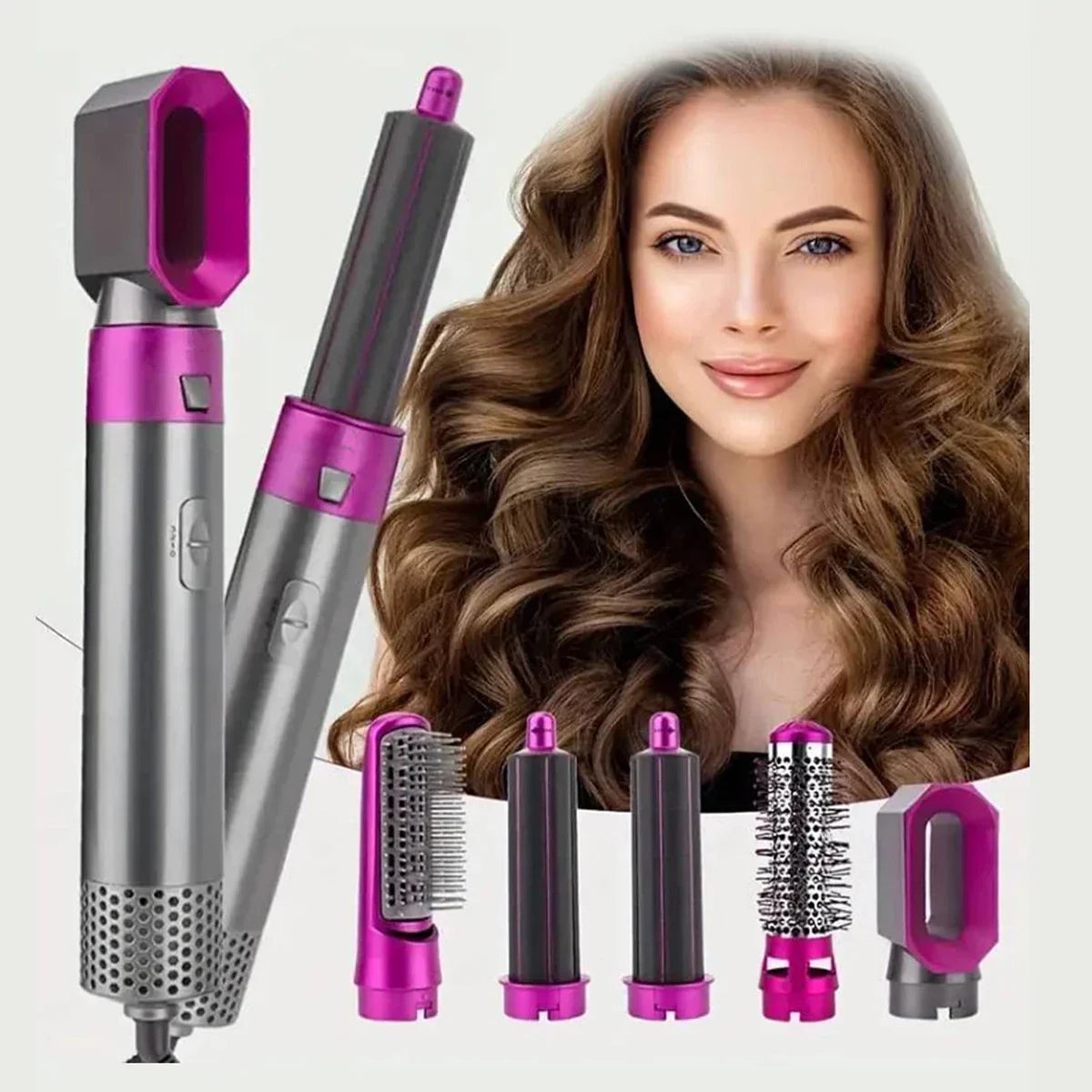 5 in 1 Hot Air Hair Brush – Multi-Function Hair Styler Dryer, Curler & Straightener (Imported China Model)