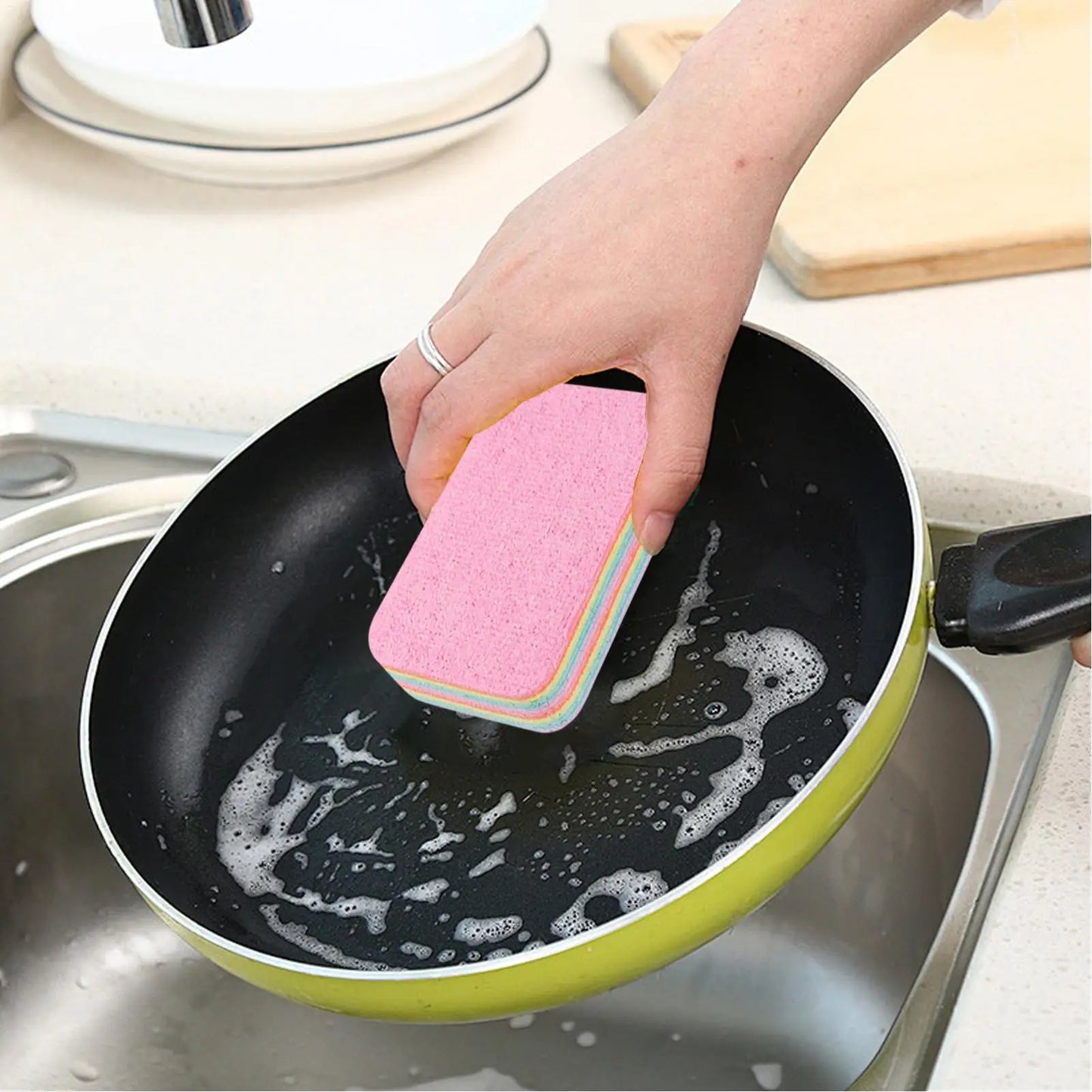 Pack of 2 Rainbow Microfiber Reusable Dishcloth – Multi-Purpose Kitchen Cleaning Cloth
