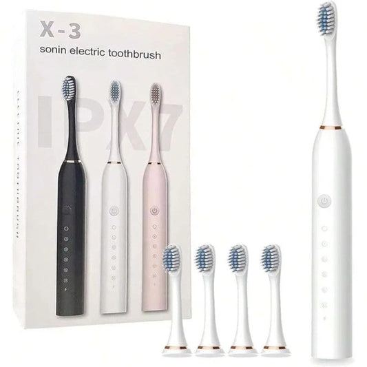 Sonic Electric Toothbrush – Rechargeable Waterproof Oral Care Brush with Extra Heads