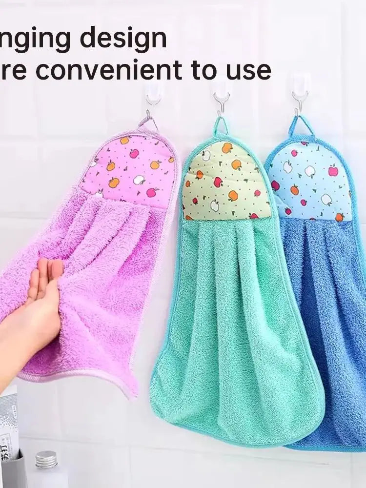 Pack of 3 Kitchen Hanging Towel – Super Absorbent Hand & Dish Towel | Soft Microfiber Hanging Cloth