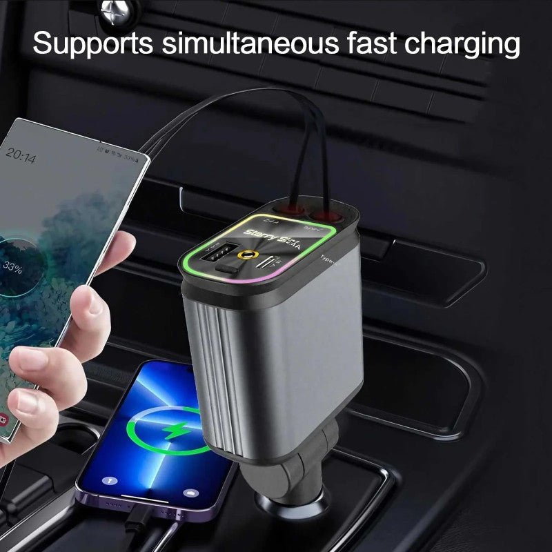45W Car Phone Charger – Multi-Port Fast Charging USB A + Type-C Car Adapter