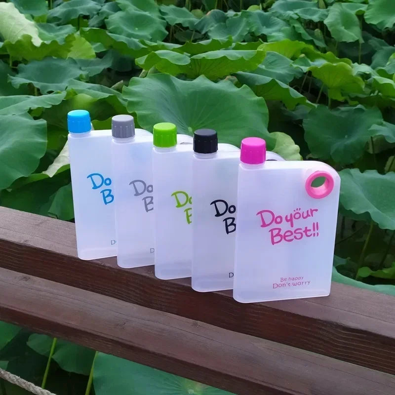 Notebook Water Bottle – Slim Flat Book Shape Bottle (Portable & Leakproof)