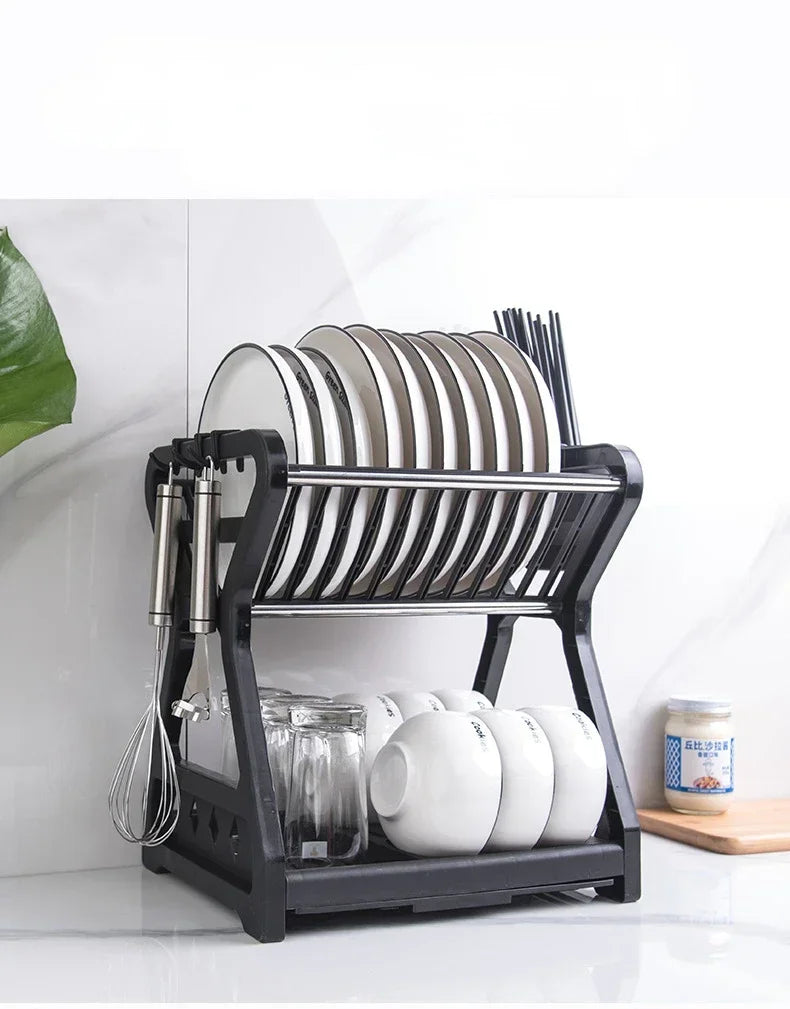 Comfort Kitchen Dish Rack – 2 Tier Dish Drying & Storage Organizer with Cutlery Holder
