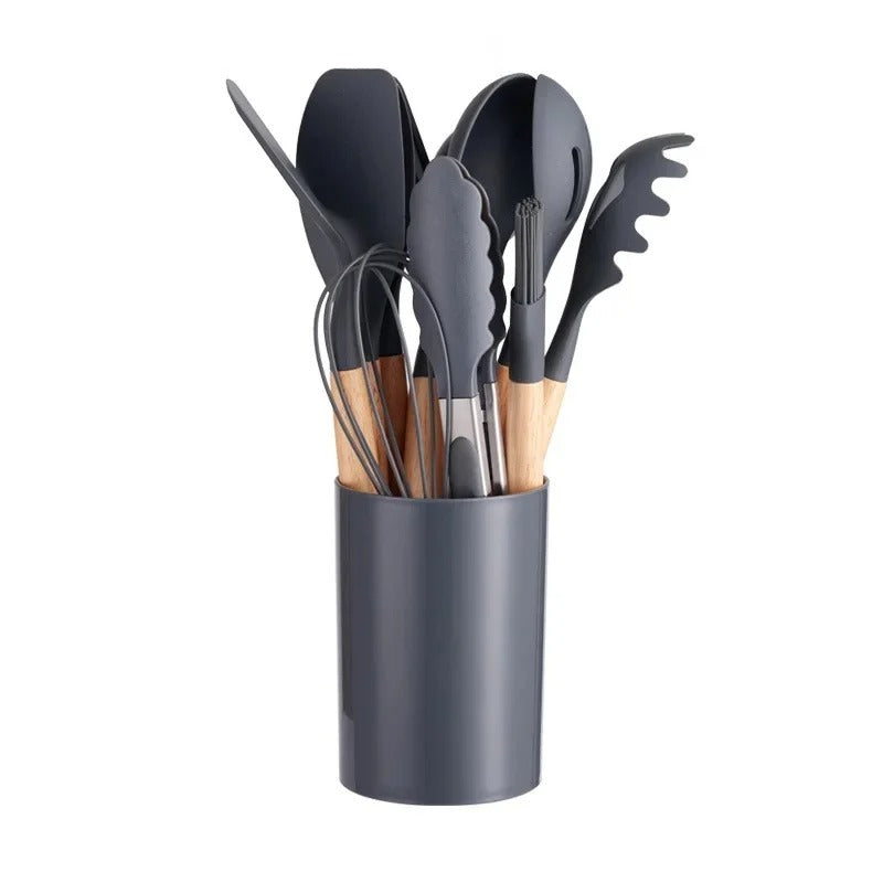 12 Pcs Silicone Kitchen Utensil Set with Holder – Heat Resistant Cooking Spoon Set